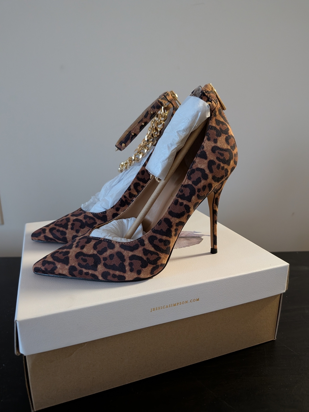 Jessica Simpson Leopard Print Pointed Toe Stiletto Pumps - Brown